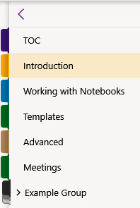 Figure 1.1 – Sections appear vertically on the left side of a notebook in OneNote for Windows