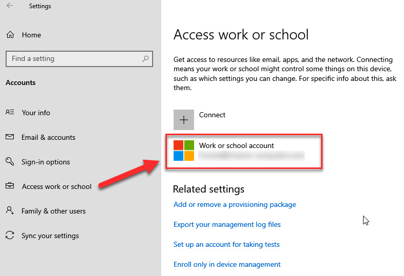 Figure 1.4 – Microsoft account: Work or school account option