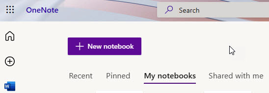 Figure 1.9 – New notebook button in the OneNote web app