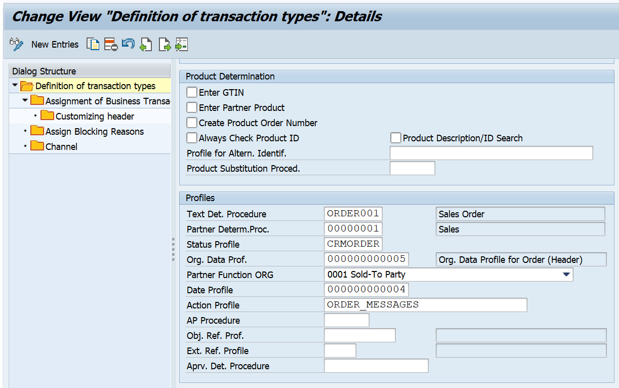 Figure 2.9 – Assigning the org data profile to the transaction type