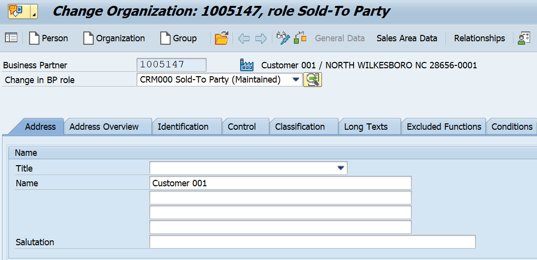 Figure 2.10 – A business partner with the Sold to Party role
