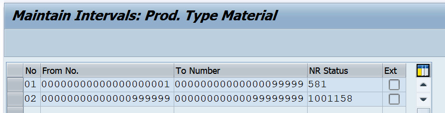 Figure 2.19 – Defining number ranges for the Material product type
