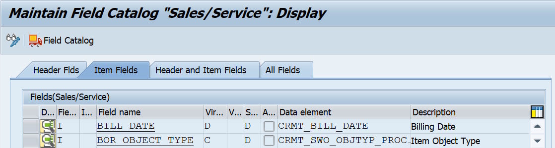 Figure 2.25 – CRM field catalog