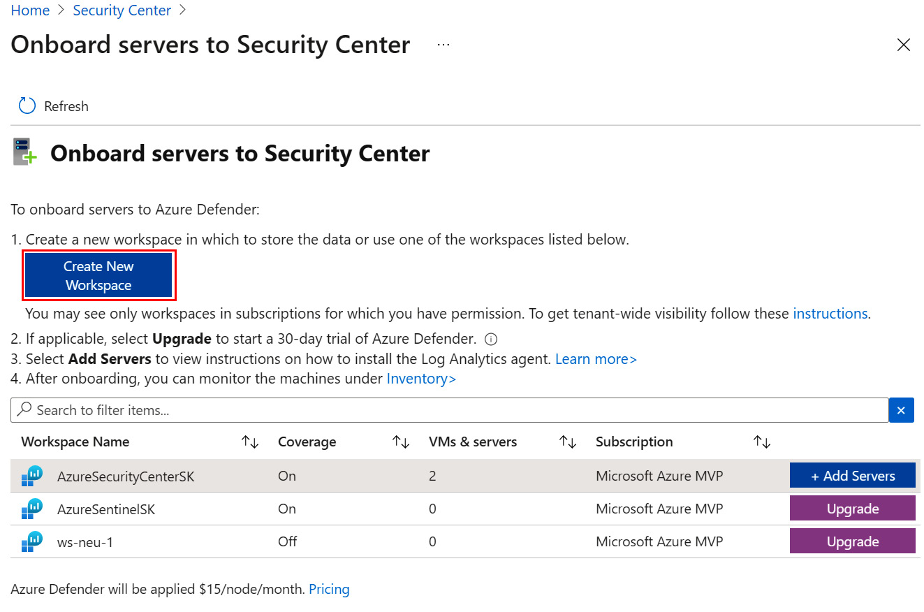 Figure 2.11 – The Onboard servers to Security Center page – Add Servers
