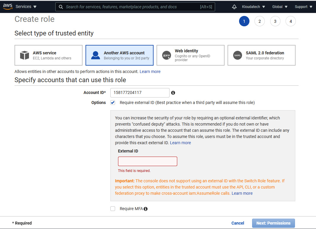 Figure 2.24 – Create role – Specify accounts that can use this role
