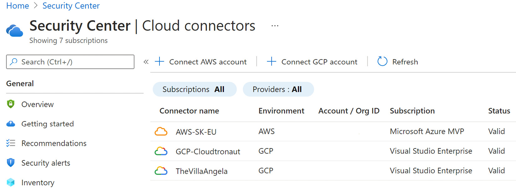 Figure 2.26 – Microsoft Defender for Cloud – Cloud Connectors
