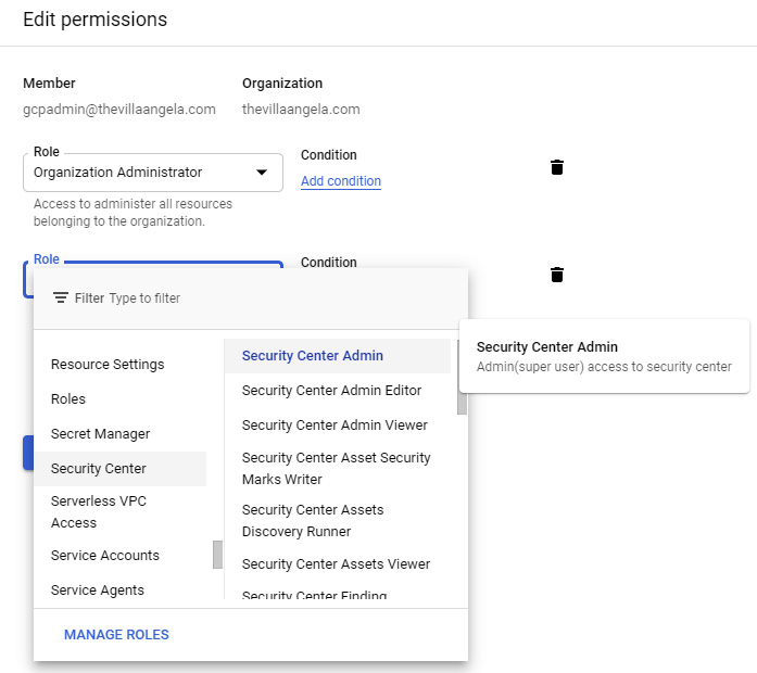 Figure 2.29 – Adding roles to a service account