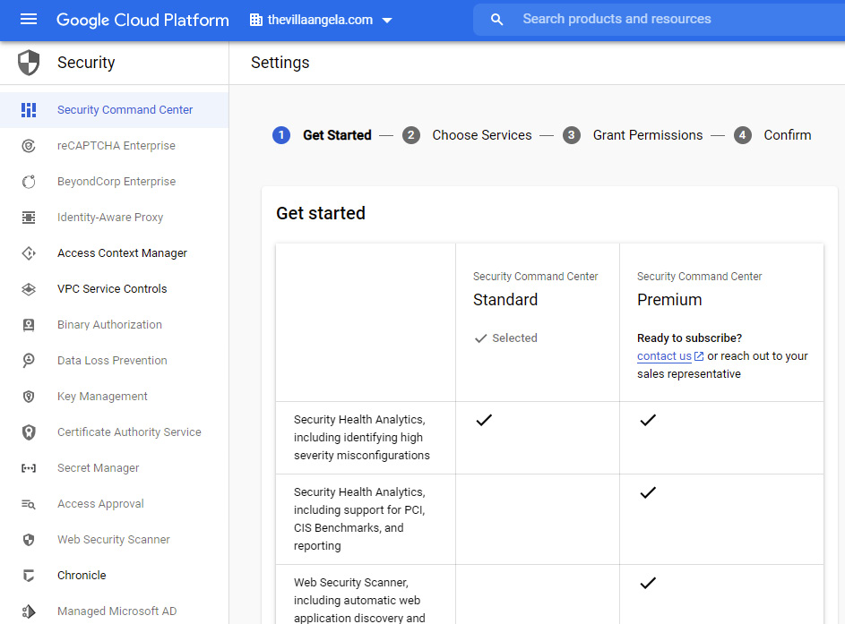 Figure 2.30 – Security Command Center – Choosing a tier