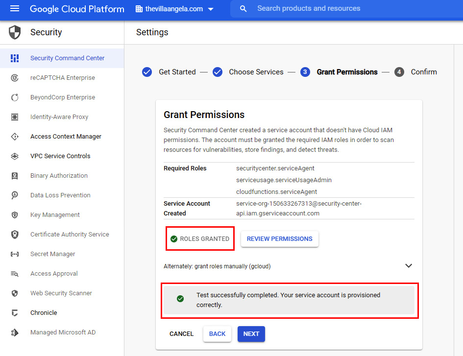 Figure 2.31 – Granting permissions to a service account
