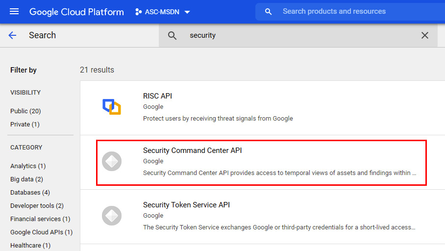 Figure 2.32 – Choosing a Security Command Center API
