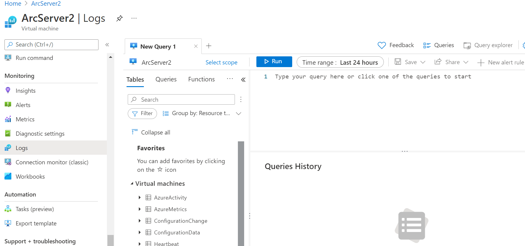 Figure 1.20 – Virtual machine Log analytics Query blade