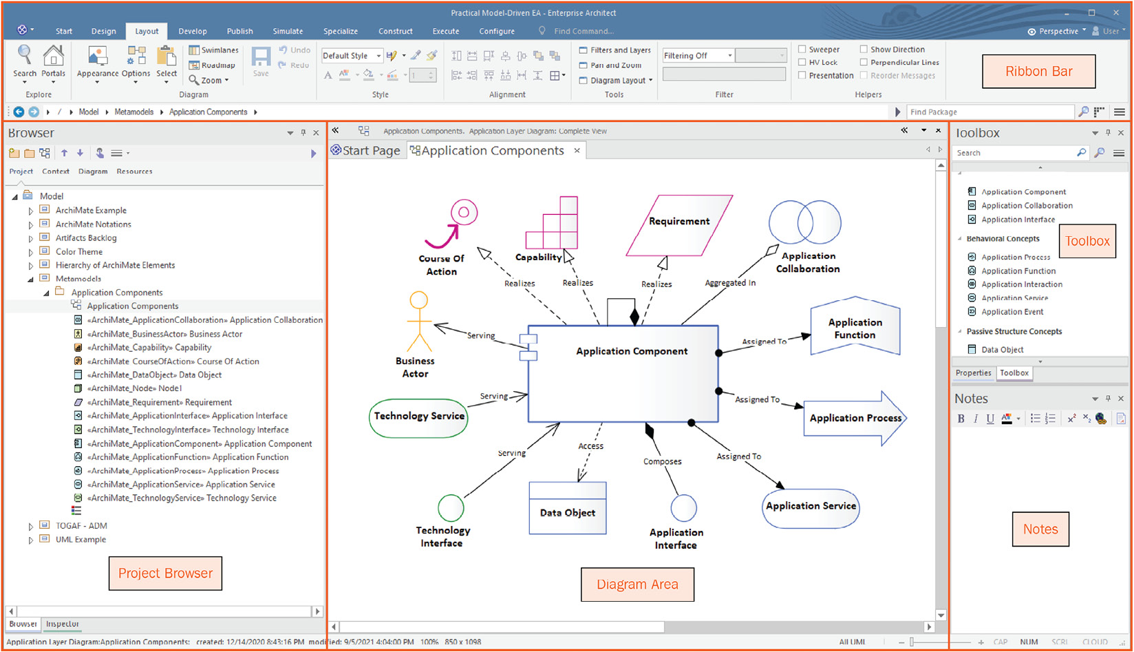 Figure 1.9 – The Sparx UI showing the main sections
