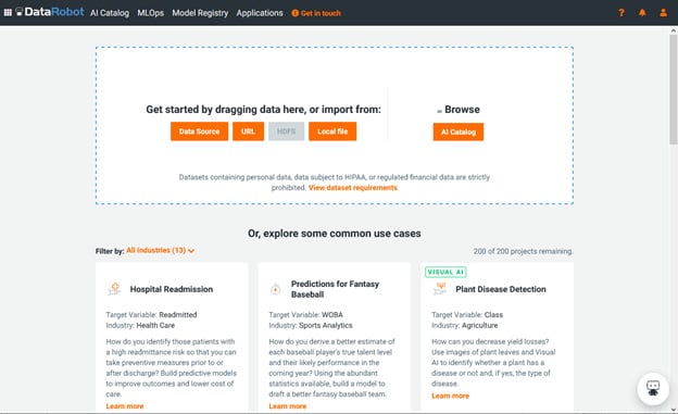 Figure 1.6 – New project/drag dataset screen
