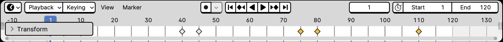 Figure 1.14: The Timeline with the last three keyframes moved