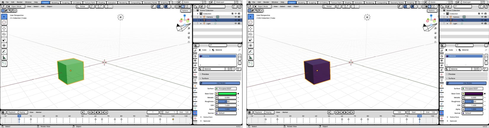 Figure 1.18: The Cube on frames 1 and 120