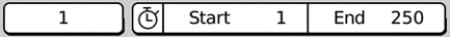 Figure 1.3: From left to right – the Current Frame, Start Frame, and End Frame properties