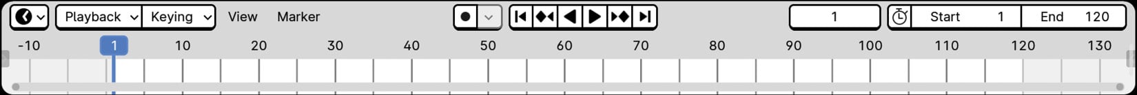 Figure 1.5: The Timeline, adjusted to show only frames 0 to 120