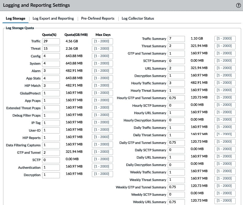 Figure 1.1 – Logging and reporting settings
