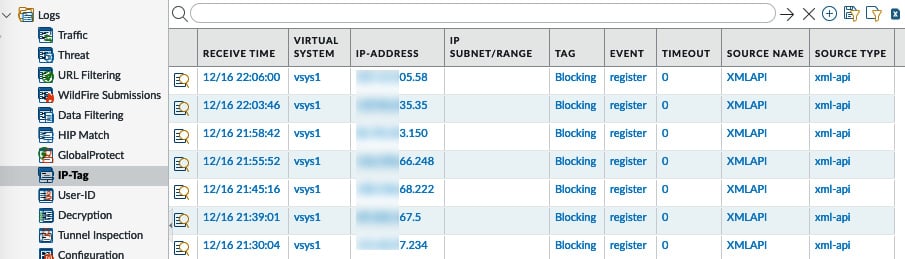 Figure 1.21 – IP-Tag logs
