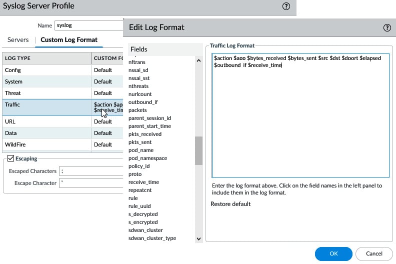 Figure 1.8 – Syslog custom log format
