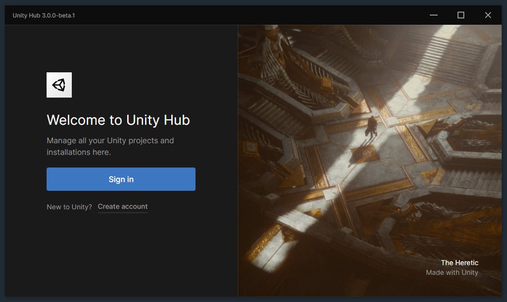 Figure 1.6 – Unity Hub
