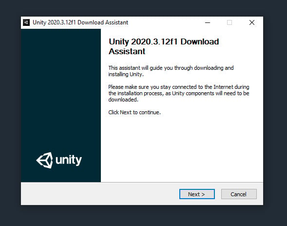 Figure 1.15 – The Unity installer
