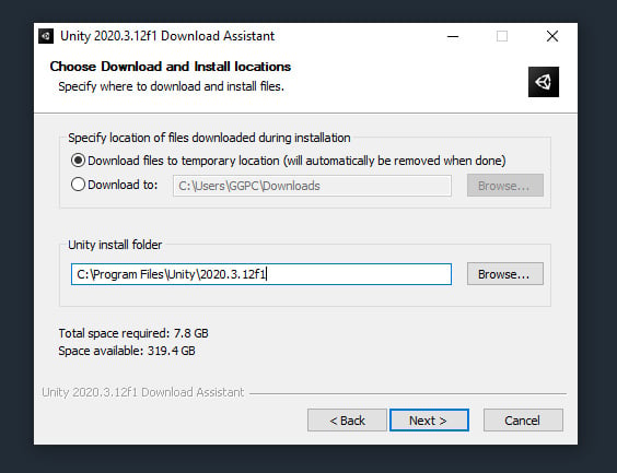 Figure 1.17 – Choose Download and Install locations
