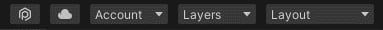 Figure 1.25 – The Unity Collaborate and Unity Services buttons and 
the Unity Account, Layers, and Layout dropdowns
