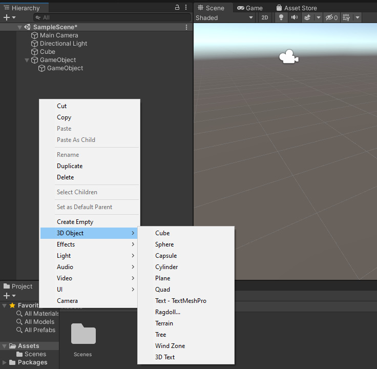 Figure 1.27 – Creating a new GameObject
