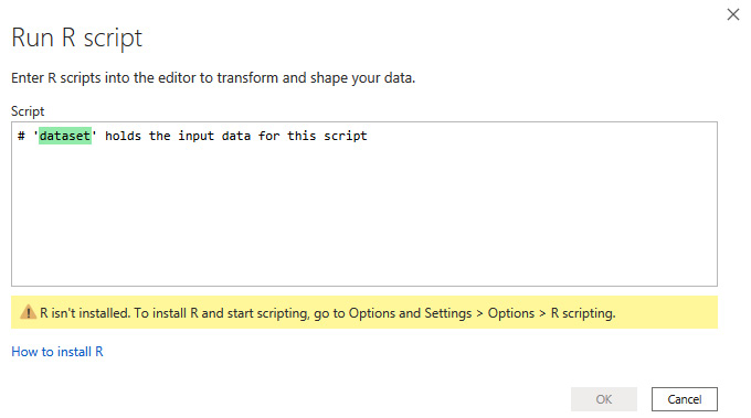 Figure 1.10 – The Run R script editor
