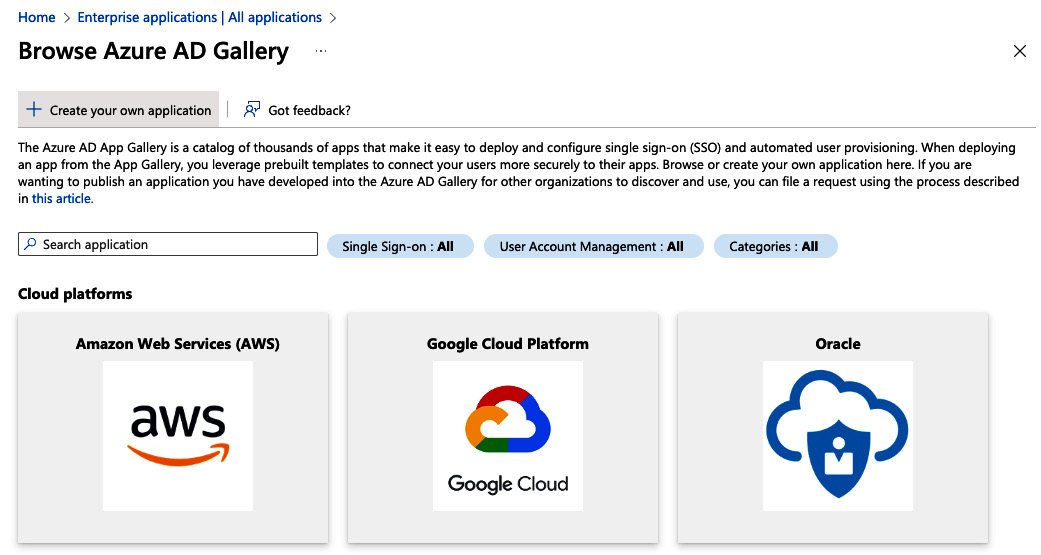 Figure 2.26 – The Azure enterprise application creation page﻿