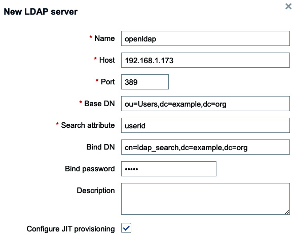 Figure 2.47 – Zabbix LDAP authentication setup