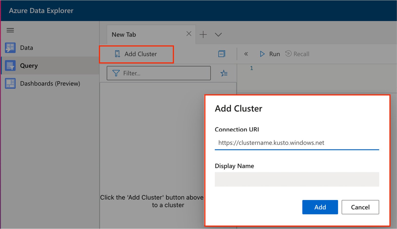 Figure 1.6 – Connecting to ADX clusters
