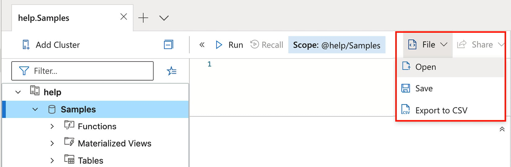 Figure 1.9 – Open query in ADX
