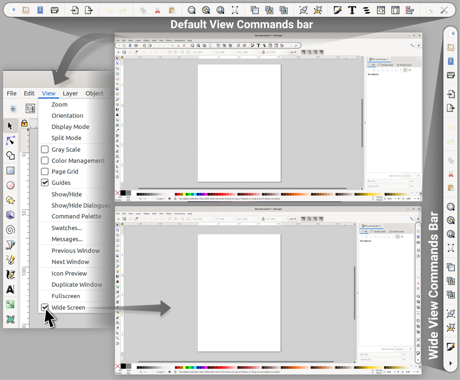 Figure 1.3 – Switching from the default view to the Wide view