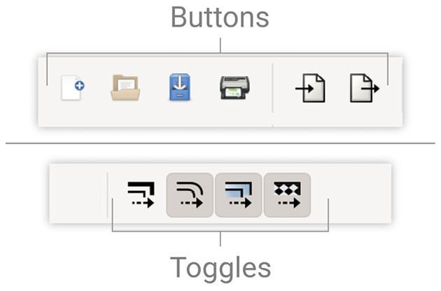 Figure 1.7 – Toggles versus buttons