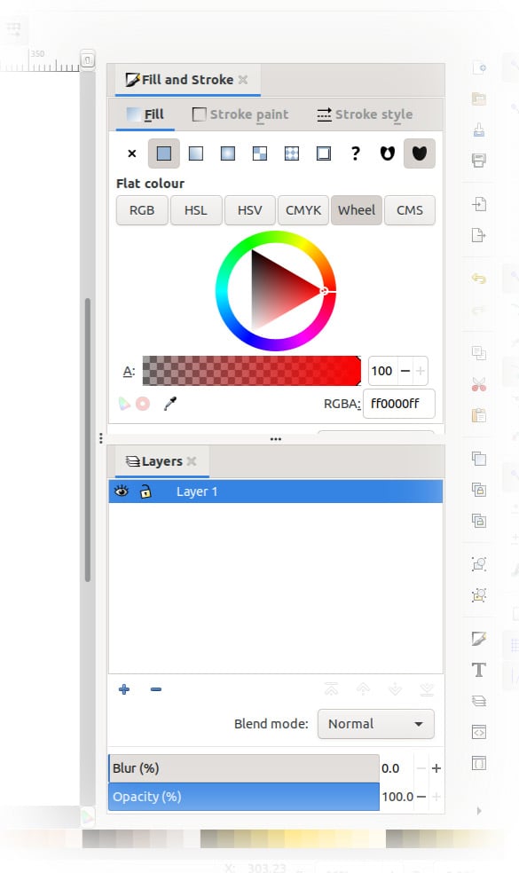 Figure 1.21 – The Docking area, shown here with the Fill and Stroke and Layers and Objects dialogs