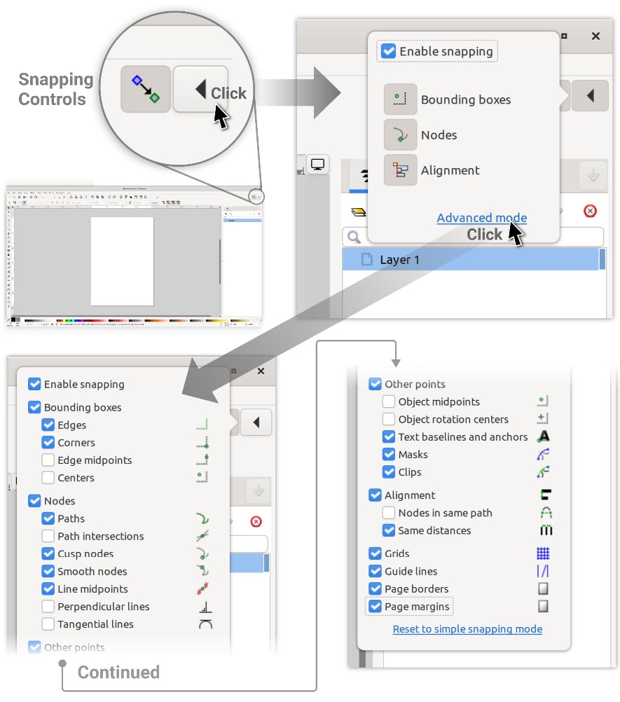 Figure 1.24 – Expanding the Snapping controls to Advanced mode for all snapping options