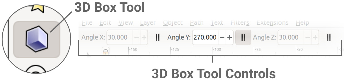 Figure 3.16 – 3D Box tool and controls in the Tool control bar