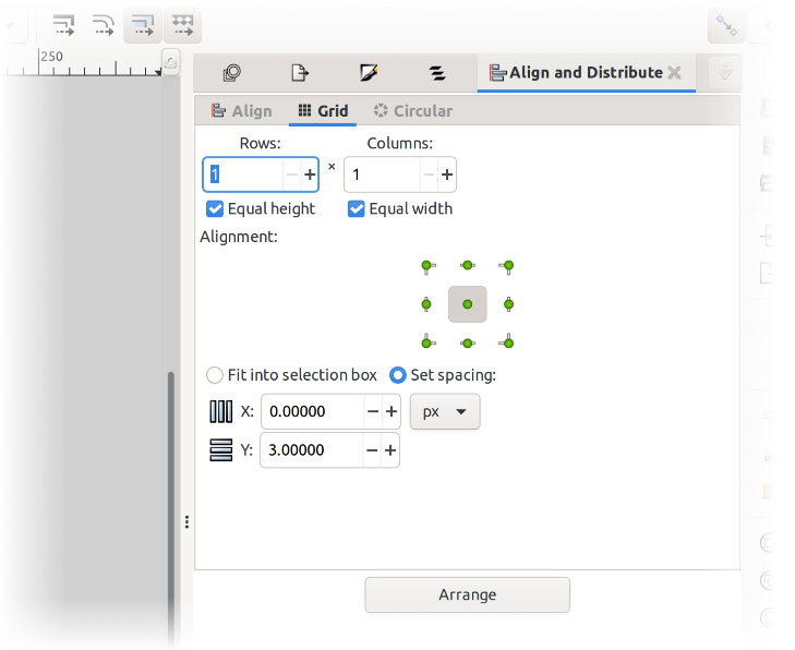 Figure 4.16 – The Grid Arrange tab