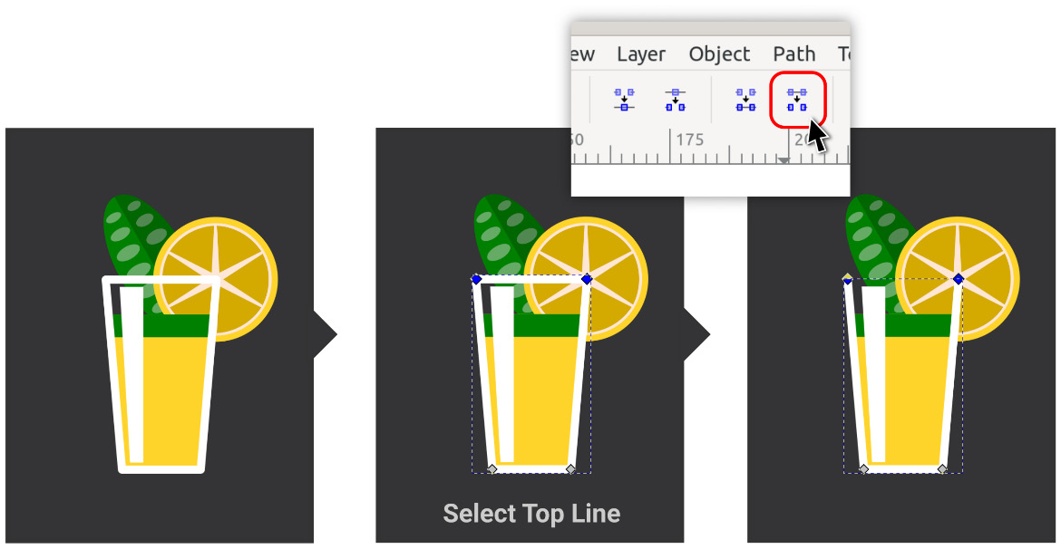 Figure 5.11 – Removing the top edge of our glass