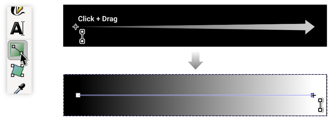 Figure 8.1 – Using the Gradient tool to make a black-to-transparent gradient