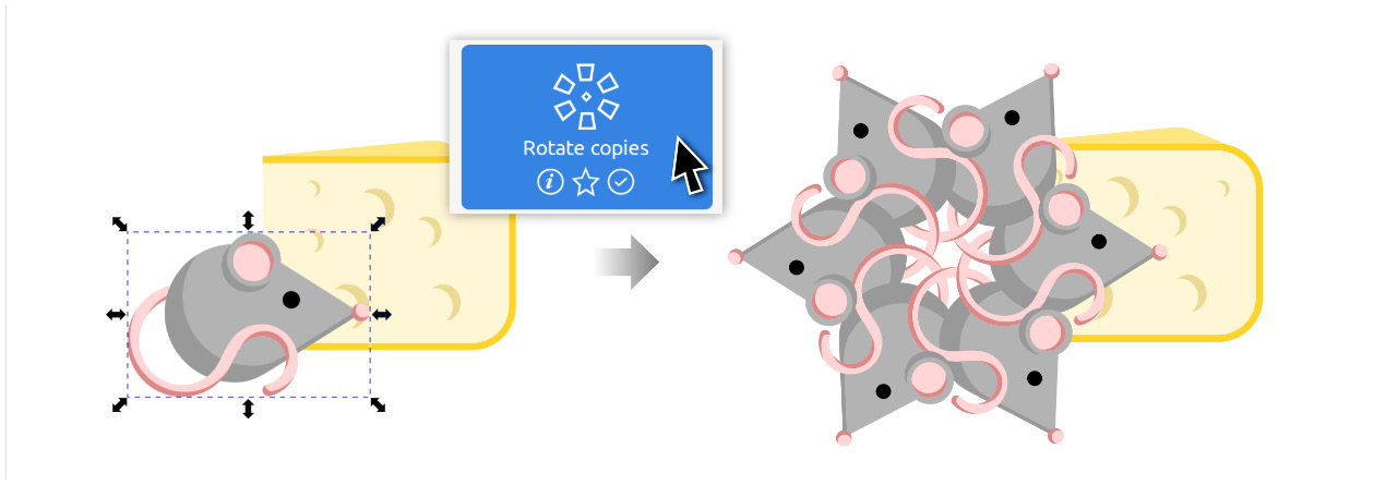 Figure 12.7 – Adding the Rotate copies path effect to the mouse