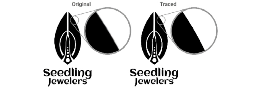 Figure 14.1 – The bitmap original logo (left) and the traced vector result (right)