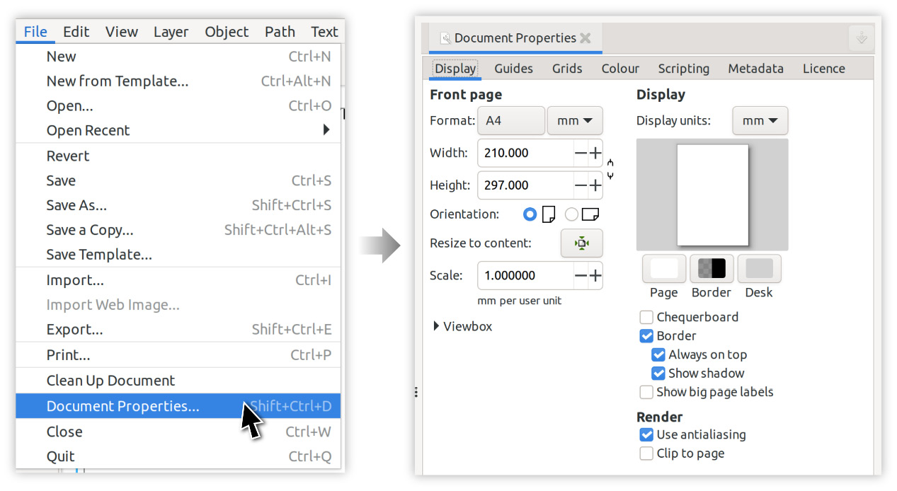 Figure 15.1 – Calling up the Document Properties dialog