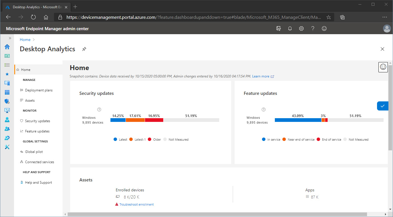 Figure 1.6 – Desktop Analytics – management console
