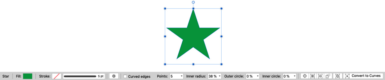 Figure 1.43 – A selected star shape with options in the Context Toolbar
