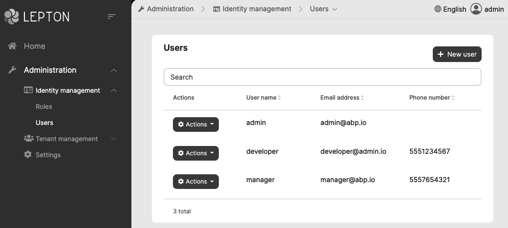 Figure 1.1 – ABP application startup template
