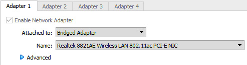 Figure 1.5 – VirtualBox adapter settings