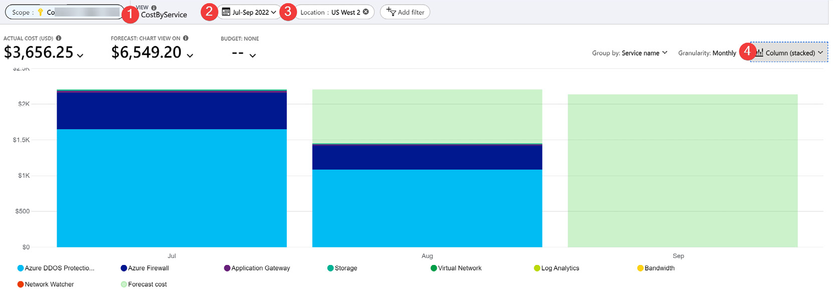 Figure 1.17 – Cost by services custom view